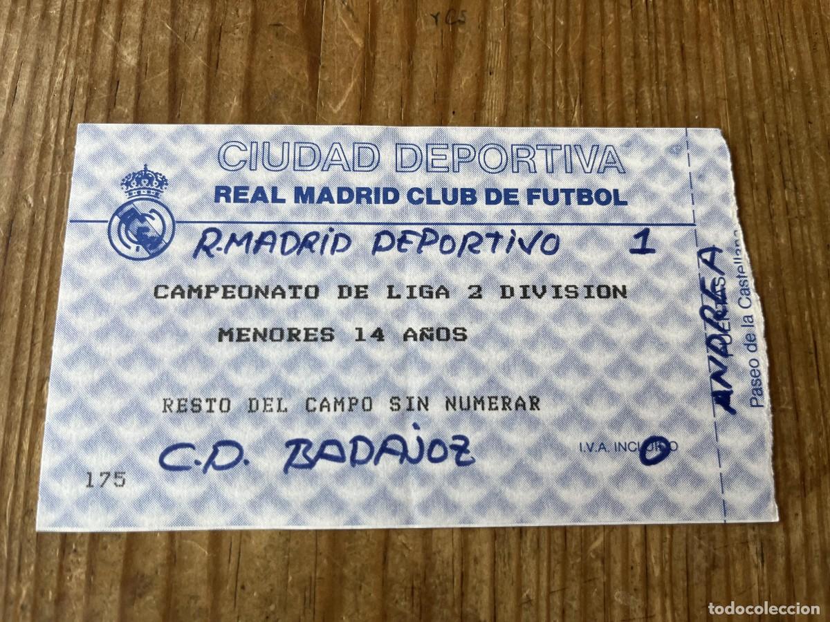 Coleccionismo deportivo: R31817 ENTRADA TICKET FUTBOL REAL MADRID CASTILLA 1-0 DEPORTIVO BADAJOZ LIGA TEMPORADA 1994 1995