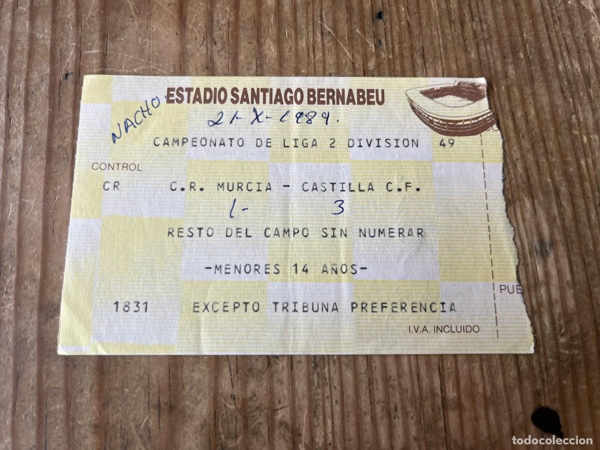 Coleccionismo deportivo: R31820 ENTRADA TICKET REAL MADRID CASTILLA 3-1 REAL MURCIA LIGA TEMPORADA 1989 1990 DEBUT URZAIZ