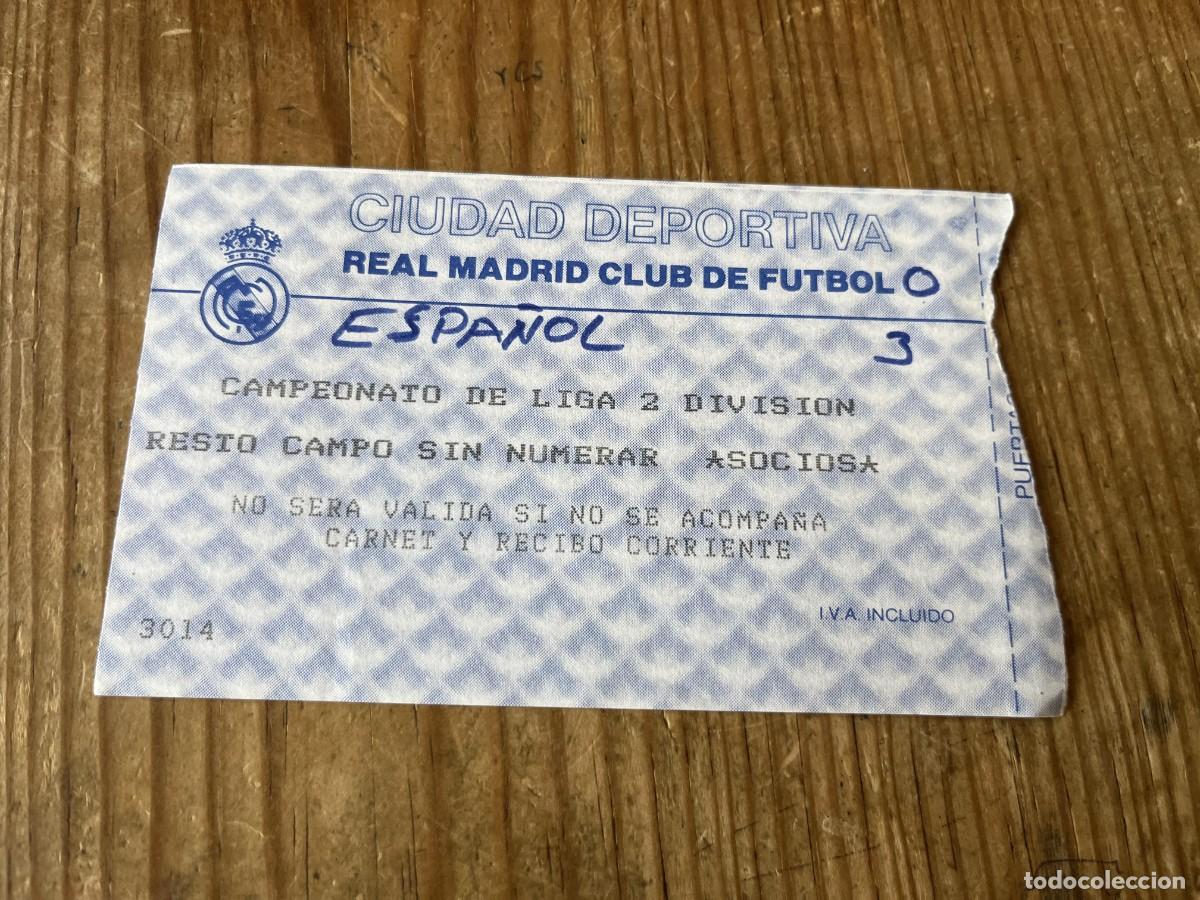 Coleccionismo deportivo: R31822 ENTRADA REAL MADRID CASTILLA 1-0 ESPANYOL ESPA&Ntilde;OL LIGA TEMPORADA 1989 1990 DEBUT ARCHIBALD