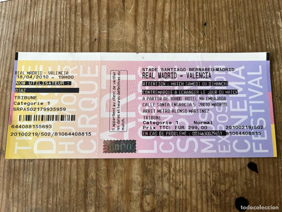 Coleccionismo deportivo: R31829 ENTRADA TICKET FUTBOL REAL MADRID 2-0 VALENCIA LIGA TEMPORADA 2009 2010
