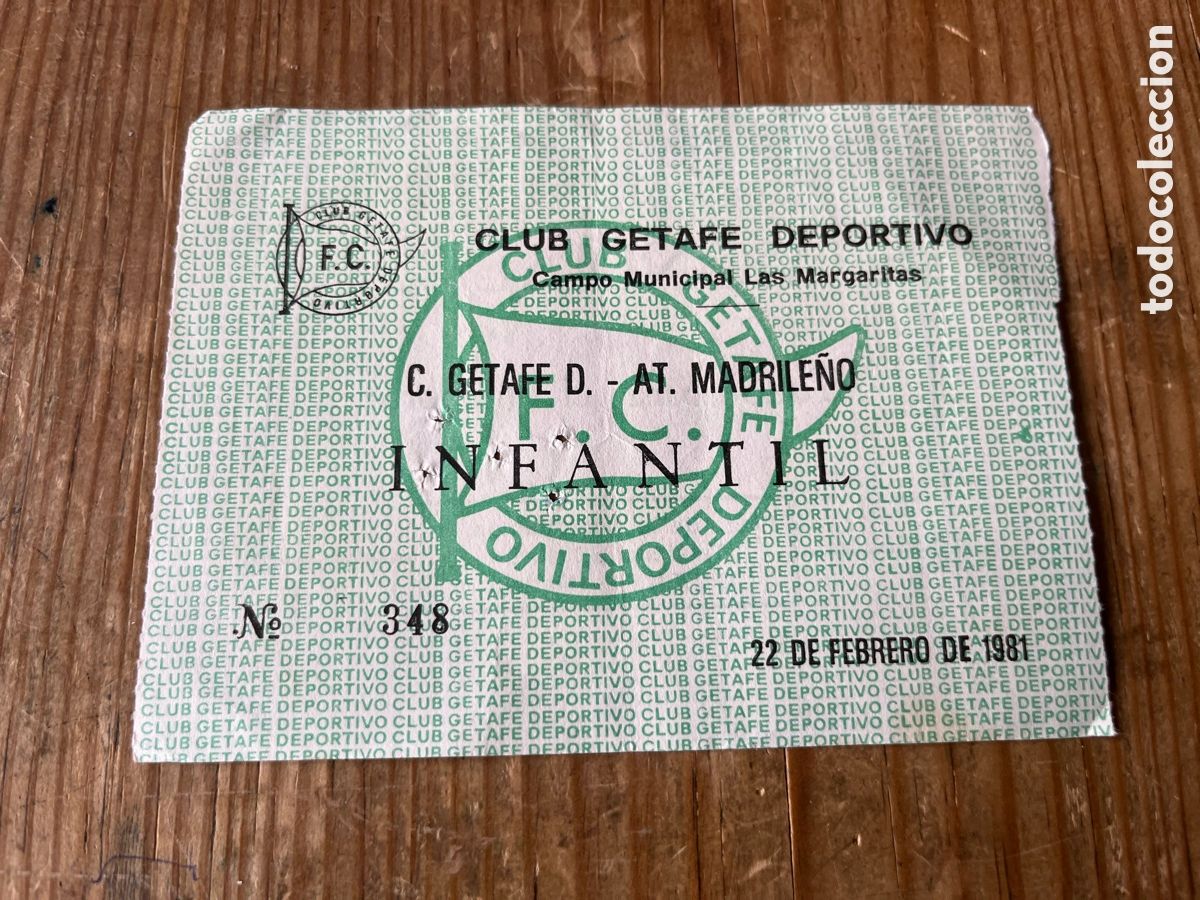 Coleccionismo deportivo: R31840 ENTRADA TICKET FUTBOL GETAFE 1-1 ATLETICO MADRID B MADRILE&Ntilde;O LIGA TEMPORADA 1980 1981