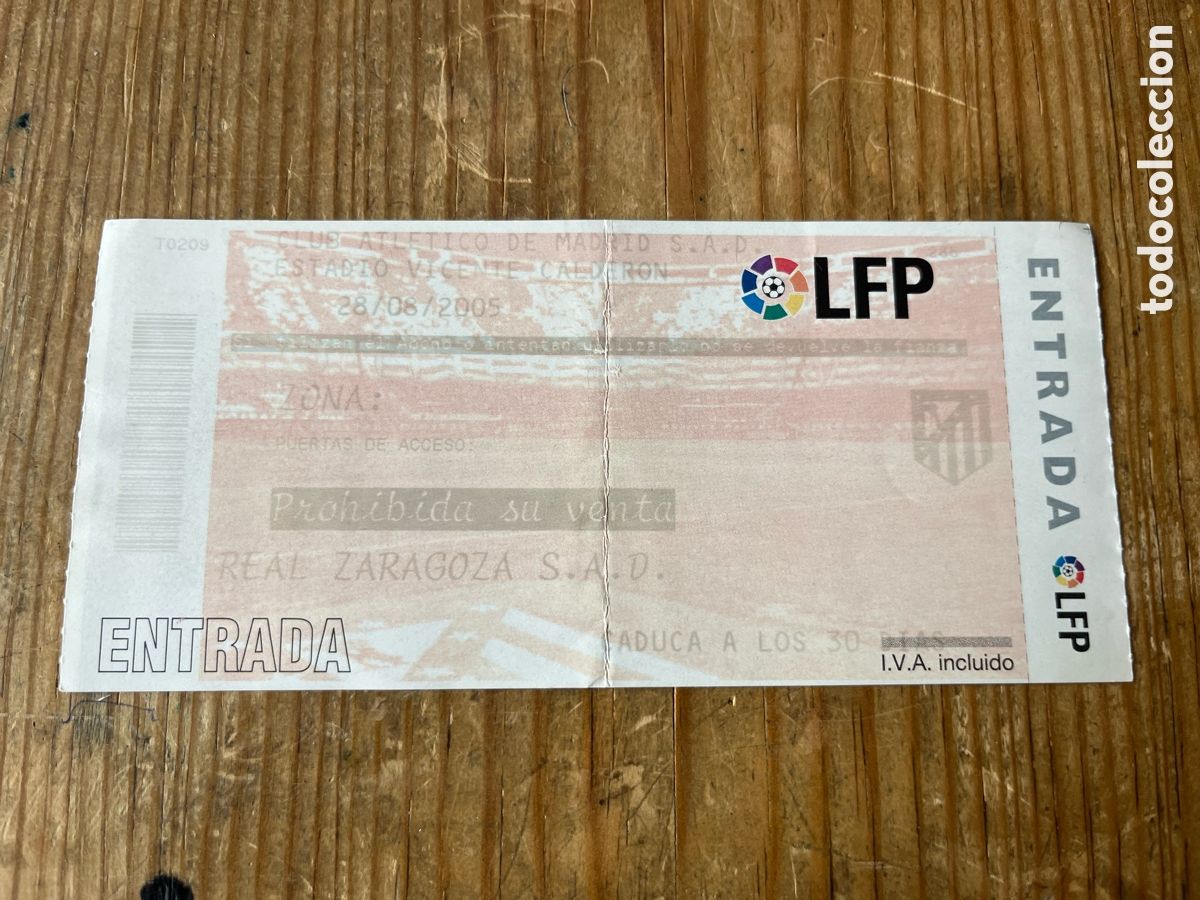 Coleccionismo deportivo: R31841 ENTRADA TICKET FUTBOL ATLETICO MADRID 0-0 REAL ZARAGOZA LIGA TEMPORADA 2005 2006