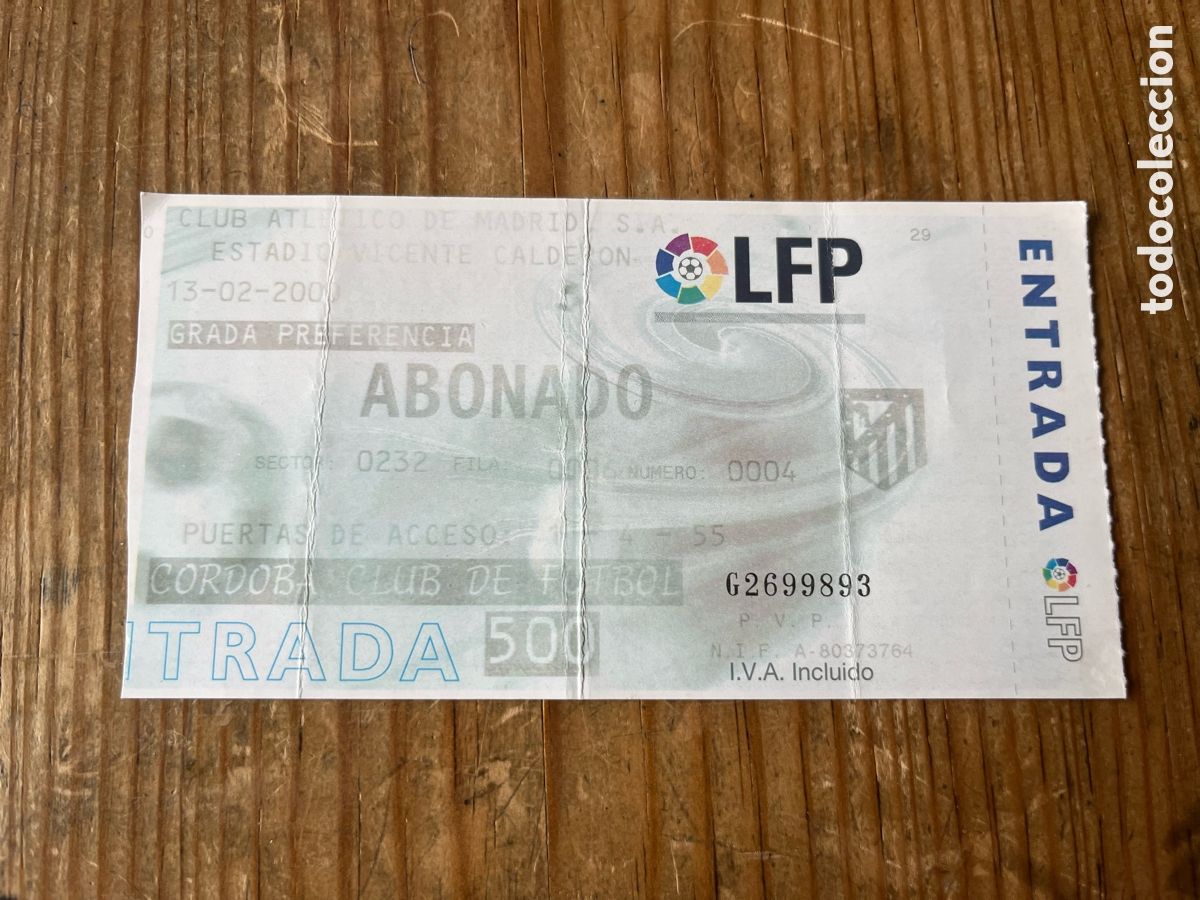 Coleccionismo deportivo: R31842 ENTRADA TICKET FUTBOL ATLETICO MADRID B MADRILE&Ntilde;O 0-0 CORDOBA LIGA TEMPORADA 1999 2000