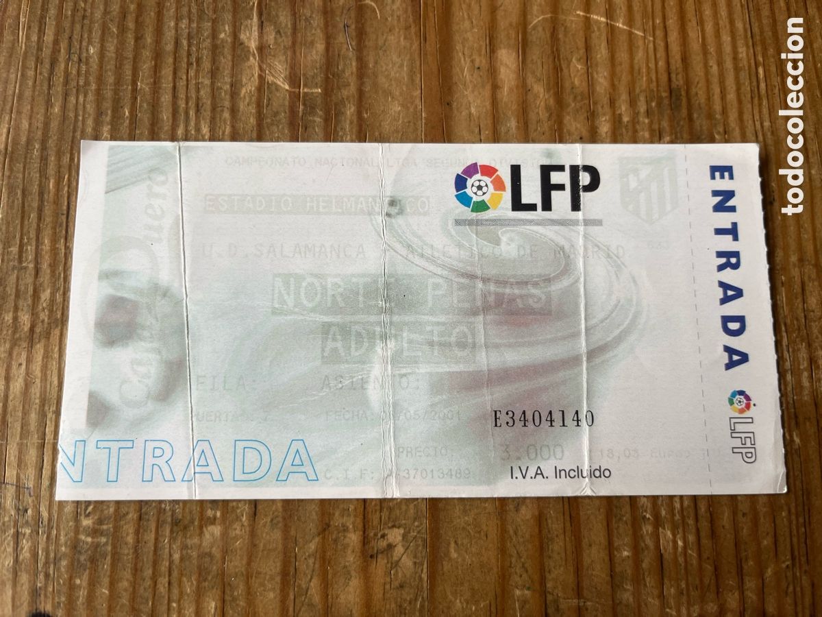 Coleccionismo deportivo: R31843 ENTRADA TICKET FUTBOL SALAMANCA 1-3 ATLETICO MADRID LIGA TEMPORADA 2000 2001