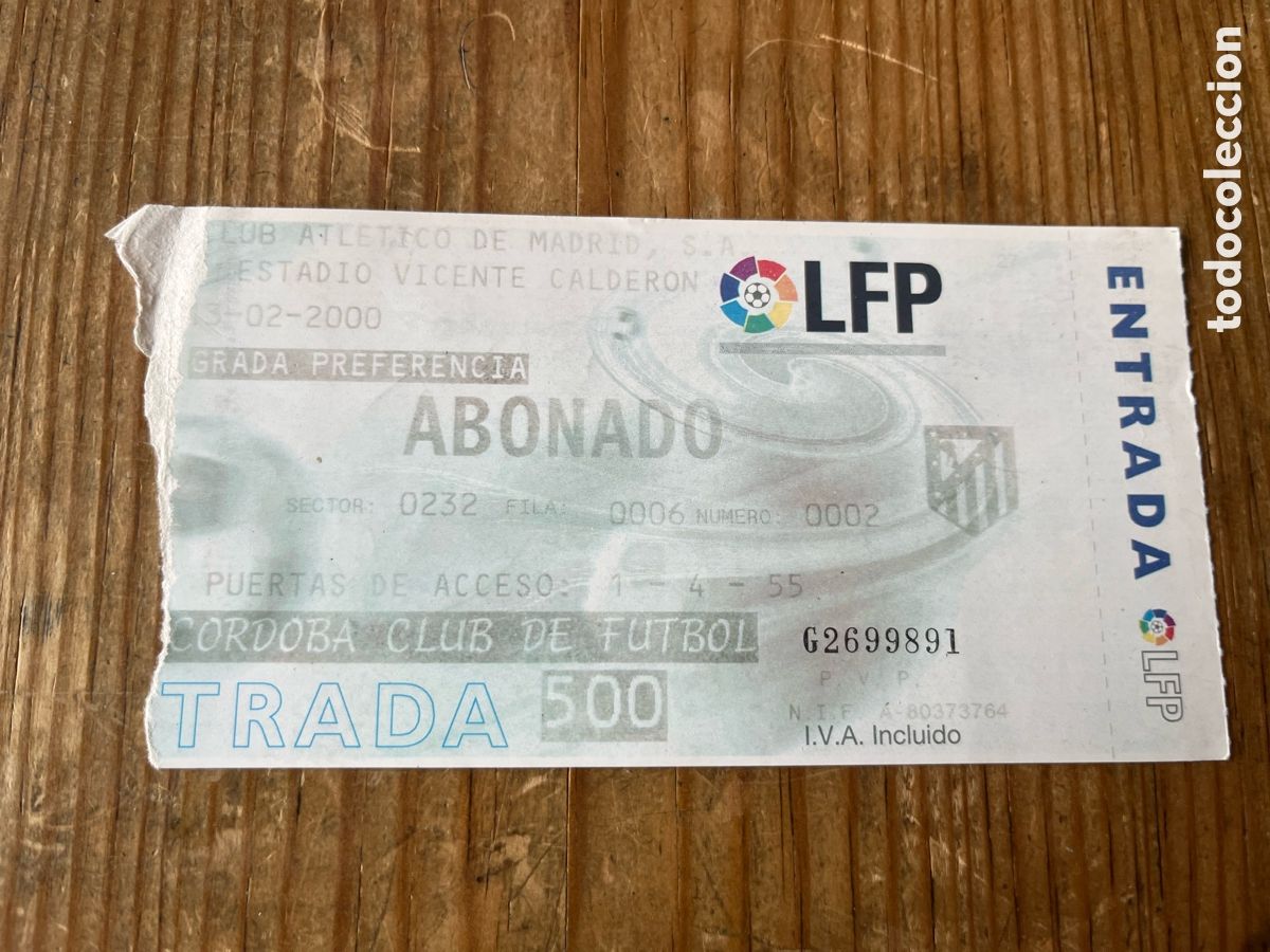 Coleccionismo deportivo: R31849 ENTRADA TICKET FUTBOL ATLETICO MADRID B MADRILE&Ntilde;O 0-0 CORDOBA LIGA TEMPORADA 1999 2000