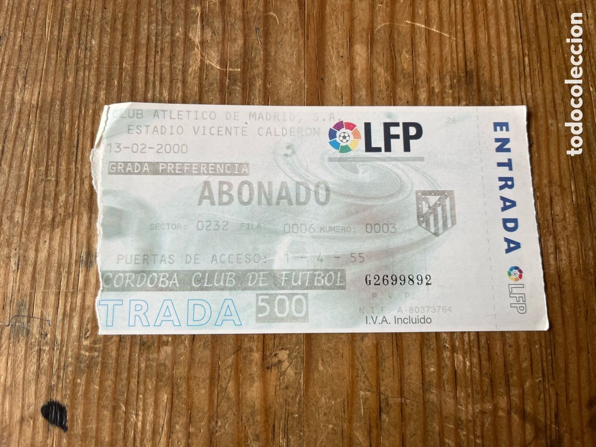 Coleccionismo deportivo: R31850 ENTRADA TICKET FUTBOL ATLETICO MADRID B MADRILE&Ntilde;O 0-0 CORDOBA LIGA TEMPORADA 1999 2000
