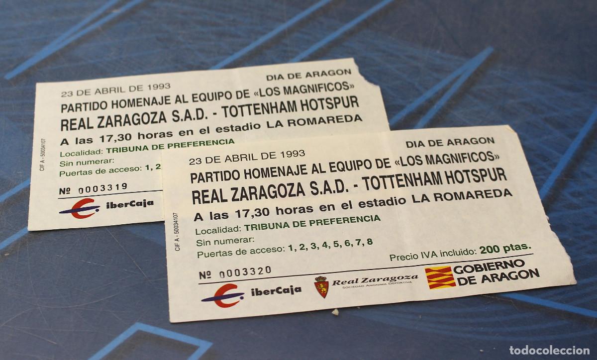Coleccionismo deportivo: Partido Homenaje al equipo De Los Magn&iacute;ficos. Real Zaragoza S.A.D. - Tottenham Hotspur. 1993.