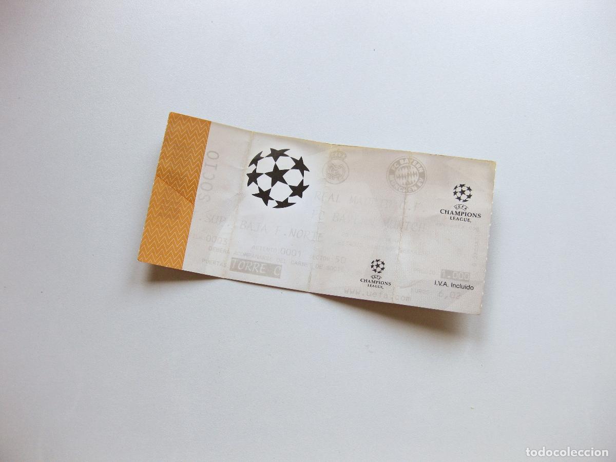Coleccionismo deportivo: ENTRADA DE FUTBOL DE SOCIO DEL PARTIDO DE CHAMPIONS LEAGUE REAL MADRID BAYERN MUNICH. 29 02 2000