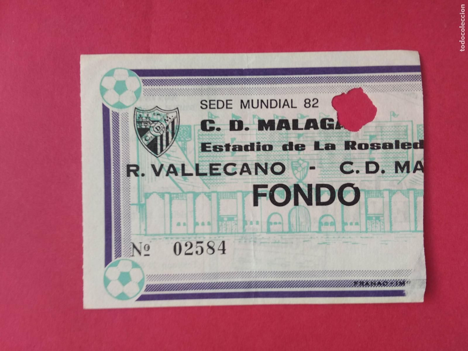 Coleccionismo deportivo: ENTRADA DE FUTBOL ESTADIO LA ROSALEDA SEDE MUNDIAL 82 CD MALAGA - RAYO VALLECANO