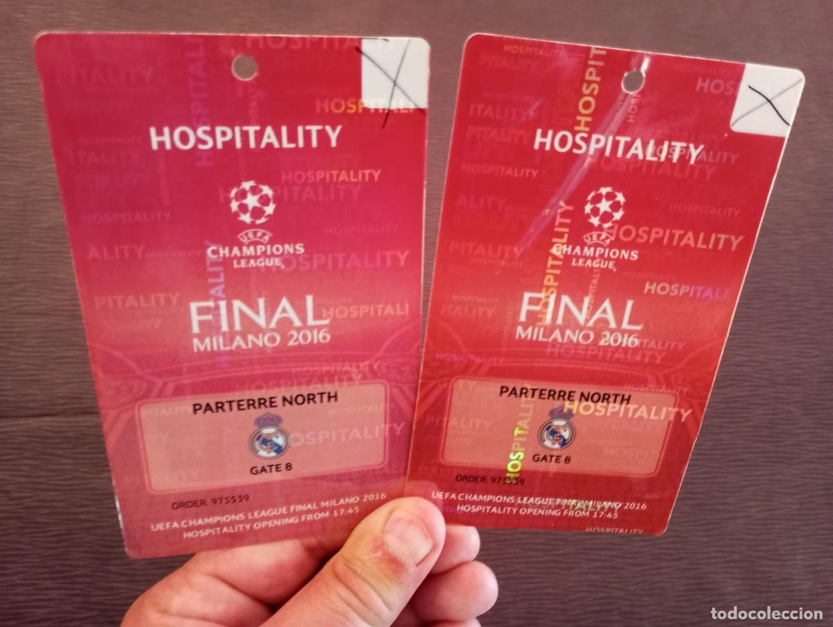 Coleccionismo deportivo: 2 PASES DEL R. MADRID PARA LA FINAL CHAMPIONS 2016 EN MILAN. REAL MADRID. ATLETICO DE MADRID.