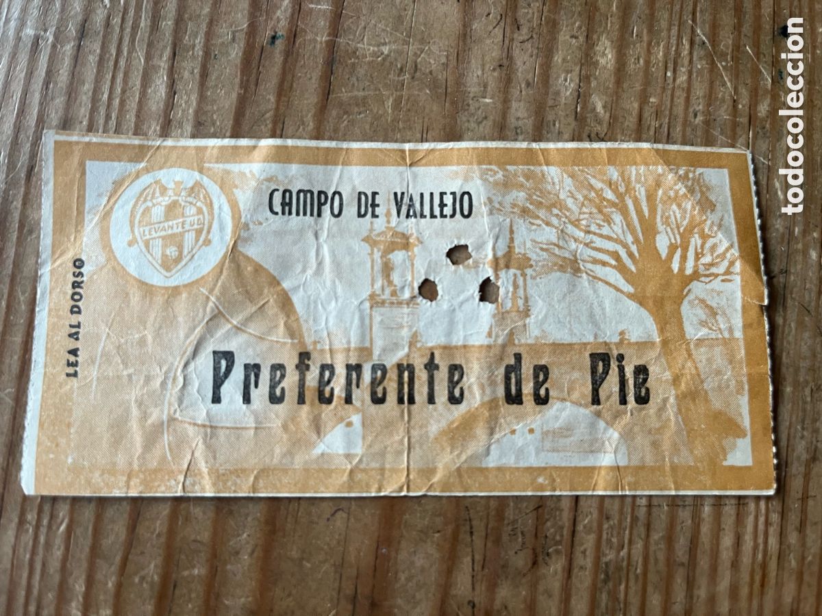Coleccionismo deportivo: R31862 ENTRADA TICKET FUTBOL LEVANTE 1-2 REAL MURCIA (21-2-1965) CAMPO VALLEJO DEBUT Y GOL MARA&Ntilde;ON