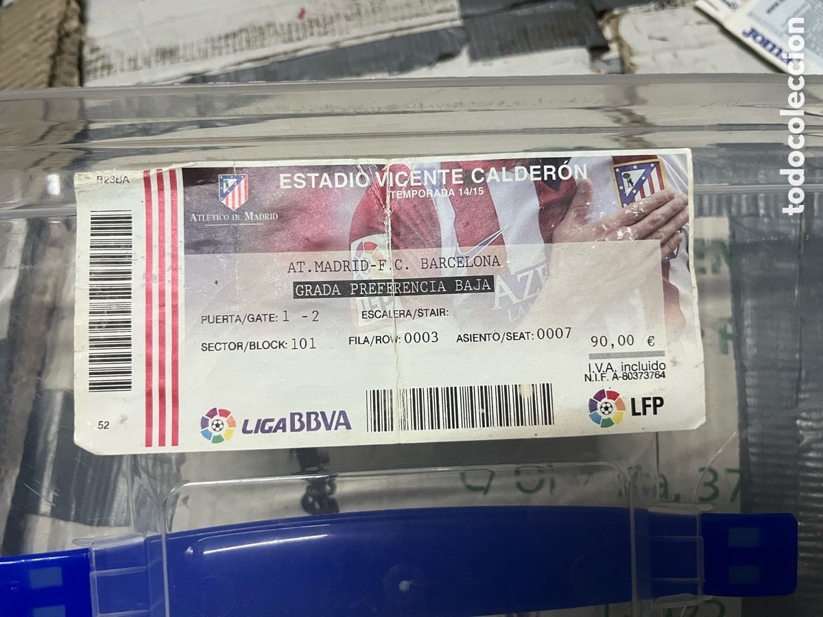 Coleccionismo deportivo: R398 ENTRADA TICKET ATLETICO MADRID 0-1 BARCELONA CAMPEON LIGA TEMPORADA 2014 2015 GOL MESSI