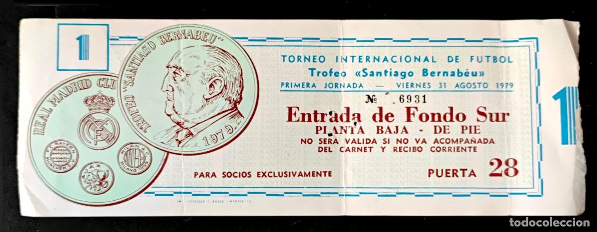 Coleccionismo deportivo: Entrada Futbol Real Madrid I Trofeo Torneo Santiago Bernabeu Estadio Socio 31 Agosto 1979 Jornada 1