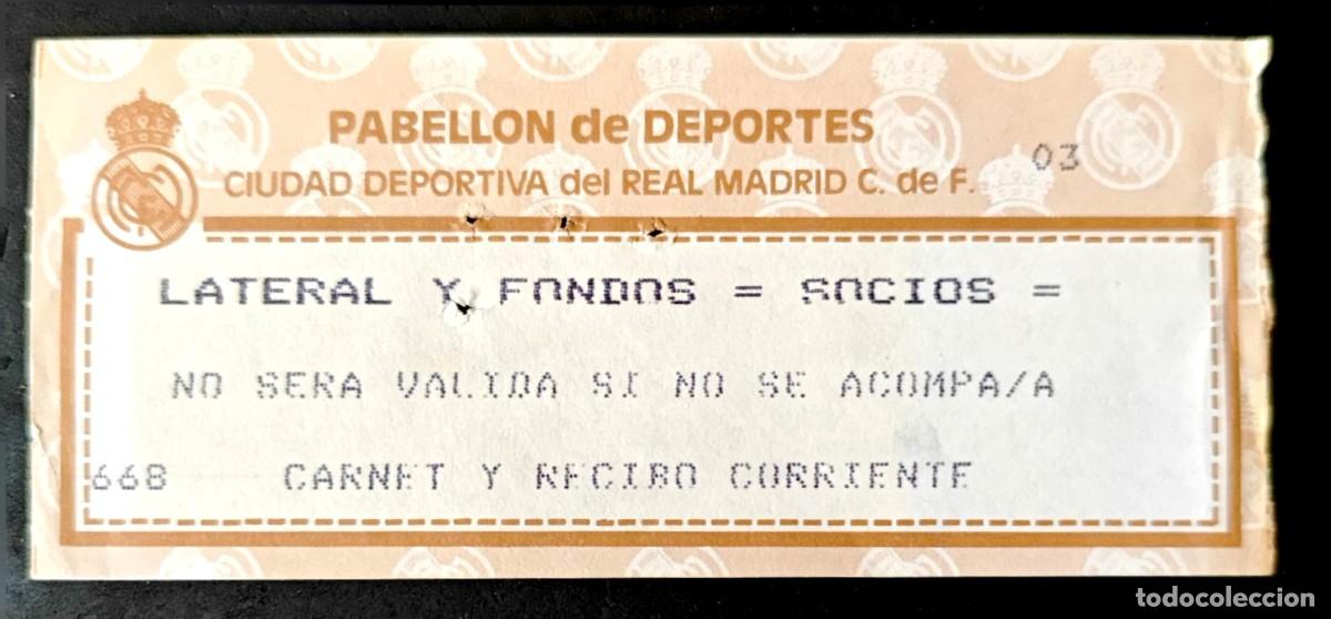 Coleccionismo deportivo: Entrada Baloncesto Real Madrid Pabellon de Deportes Ciudad Deportiva Socios