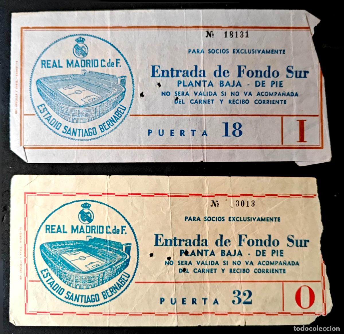Coleccionismo deportivo: 2 Entradas Futbol Real Madrid Estadio Santiago Bernabeu Socios