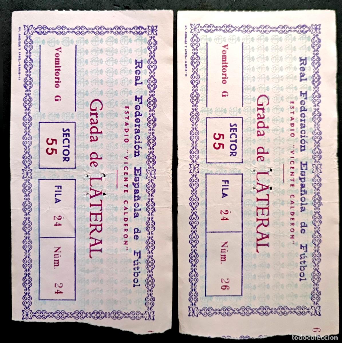 Coleccionismo deportivo: 2 Entradas Futbol Atletico Estadio Vicente Calderon Grada Lateral Real Federacion Espa&ntilde;ola