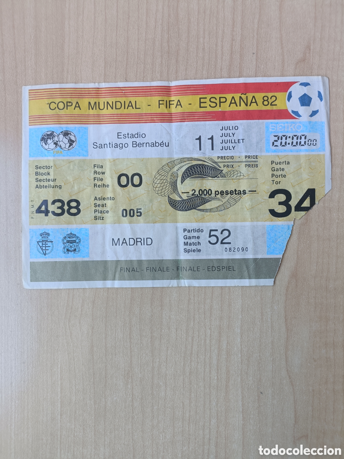 Coleccionismo deportivo: Entradas Final mundial 82