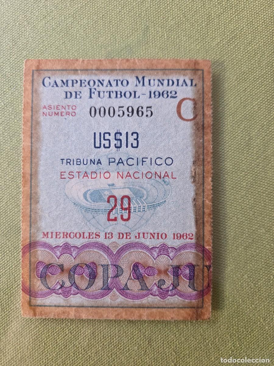 Coleccionismo deportivo: Entrada oficial al Campeonato Mundial de F&uacute;tbol de 1962. Semifinal Brasil-Chile.