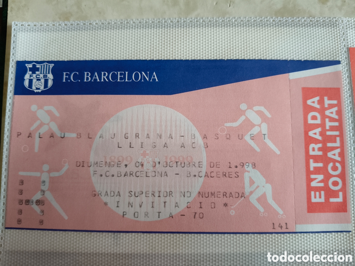 Collezionismo sportivo: Entrada invitaci&oacute;n baloncesto del F.C. Barcelona contra el Panionios