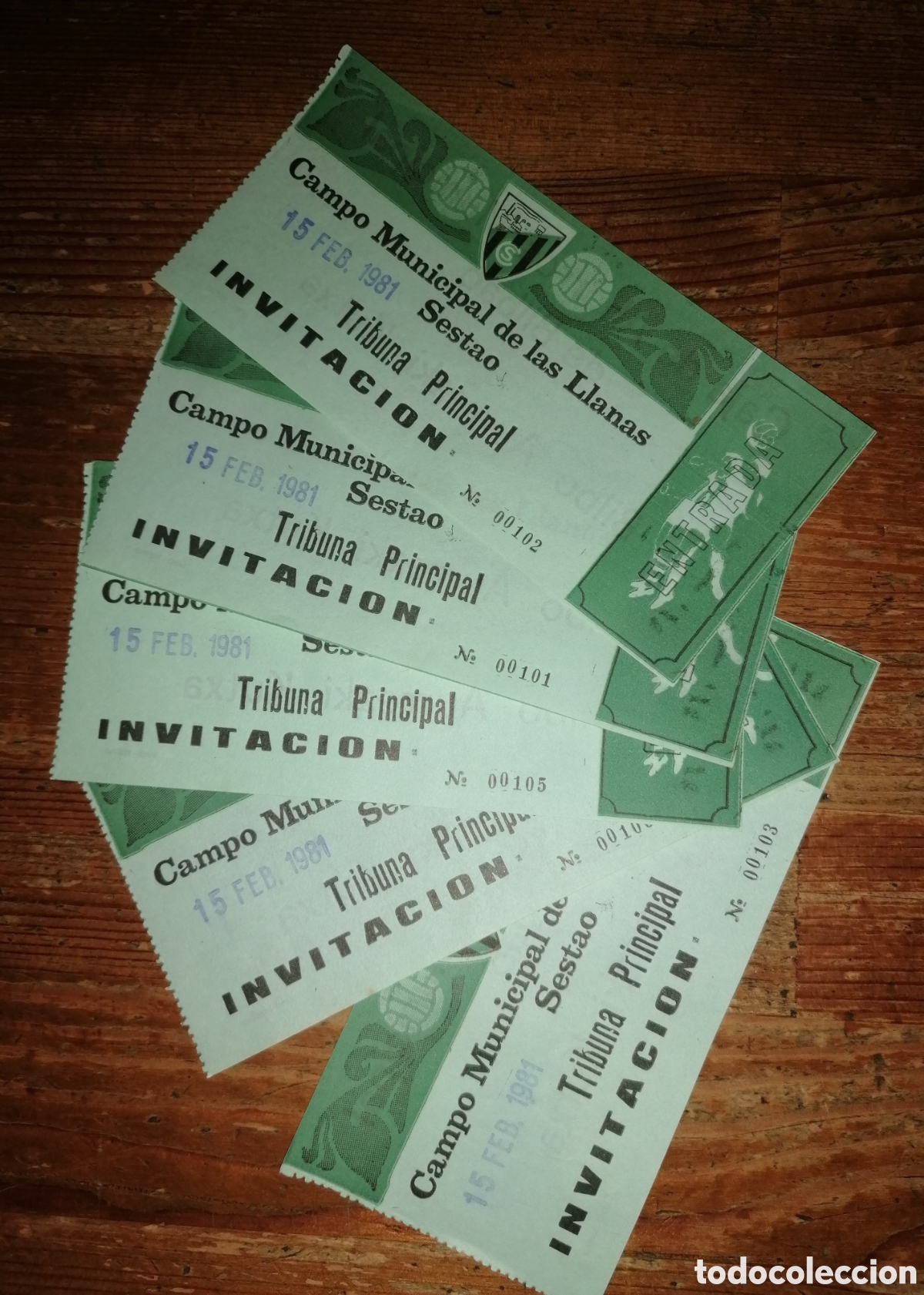 Coleccionismo deportivo: Lote de entradas del SESTAO - Campo Municipal de las Llanas. 15 de febrero de 1981