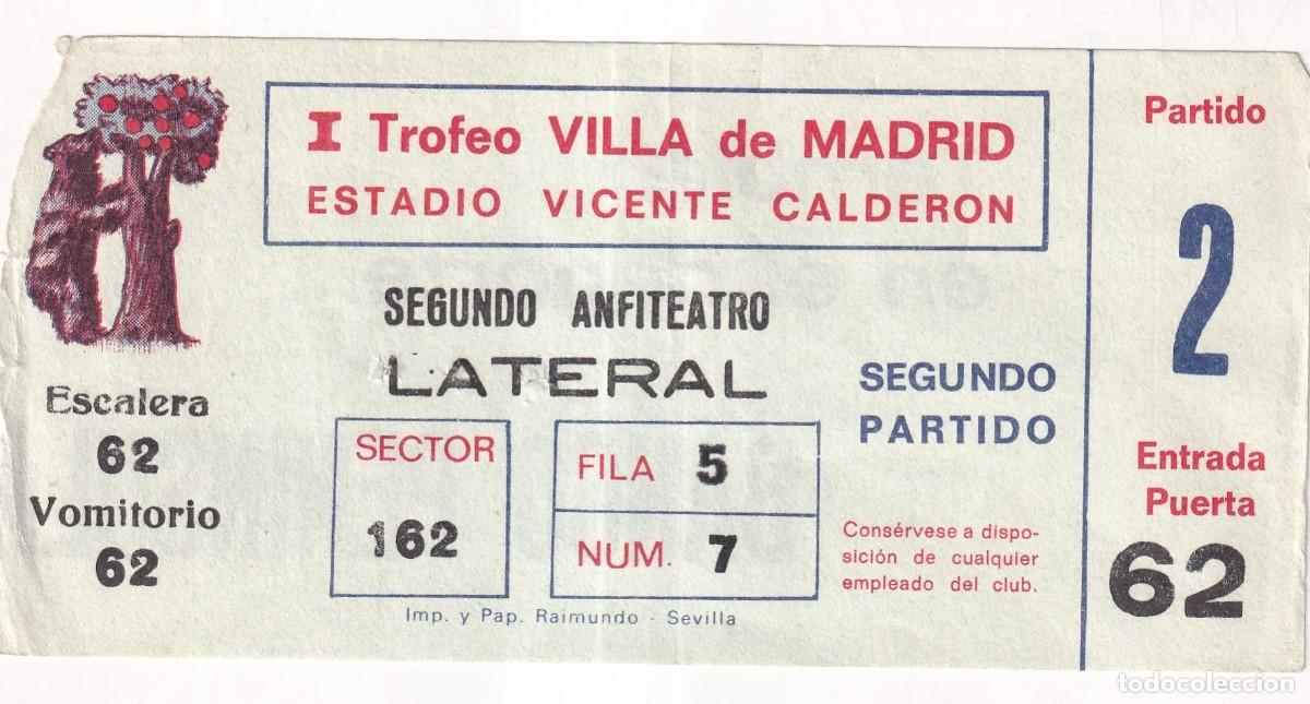 Sammelleidenschaft Sport: ENTRADA DE FUTBOL DEL CLUB ATLETICO DE MADRID I TROFEO VILLA DE MADRID ESTADIO VICENTE CALDERON