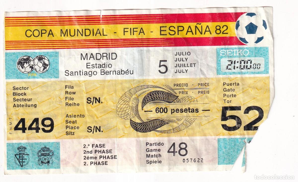 Coleccionismo deportivo: ENTRADA FUTBOL, COPA MUNDIAL FIFA ESPA&Ntilde;A 82 , PARTIDO 48 , 1982 , ORIGINAL,