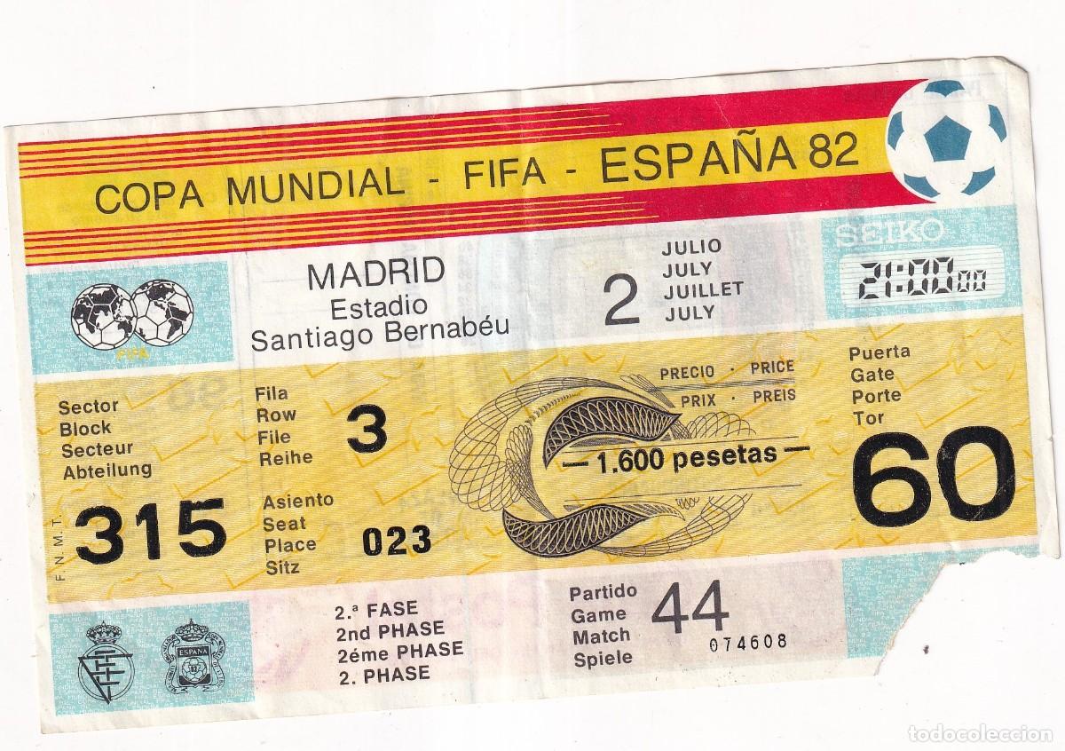 Coleccionismo deportivo: ENTRADA FUTBOL, COPA MUNDIAL FIFA ESPA&Ntilde;A 82 , PARTIDO 44 , 1982 , ORIGINAL,