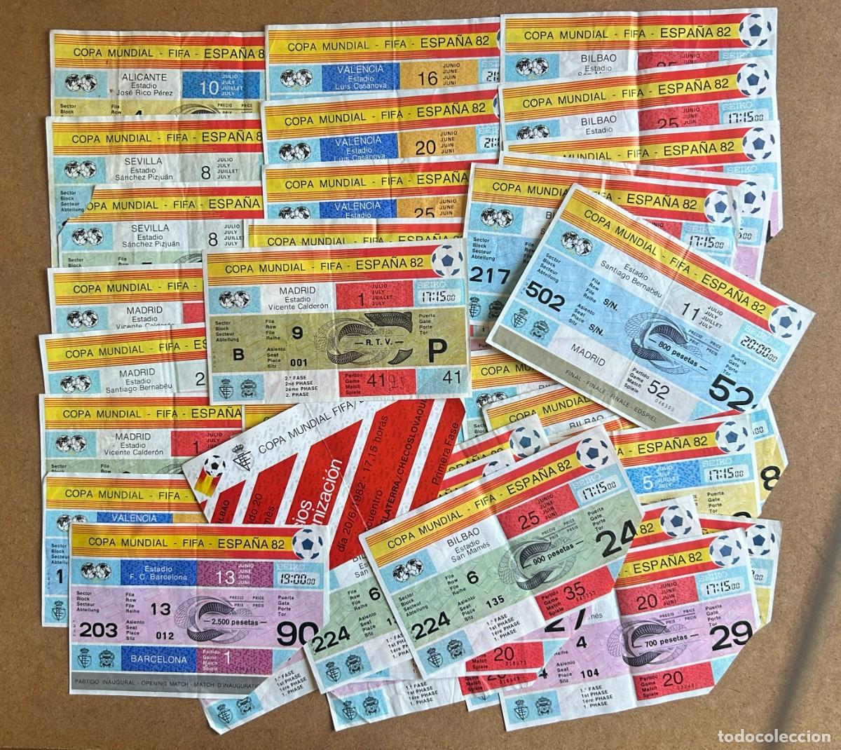 Collezionismo sportivo: 40 ENTRADAS DE F&Uacute;TBOL MUNDIAL ESPA&Ntilde;A&acute;82. SEDES DISTINTAS (ALGUNA REPETIDA)