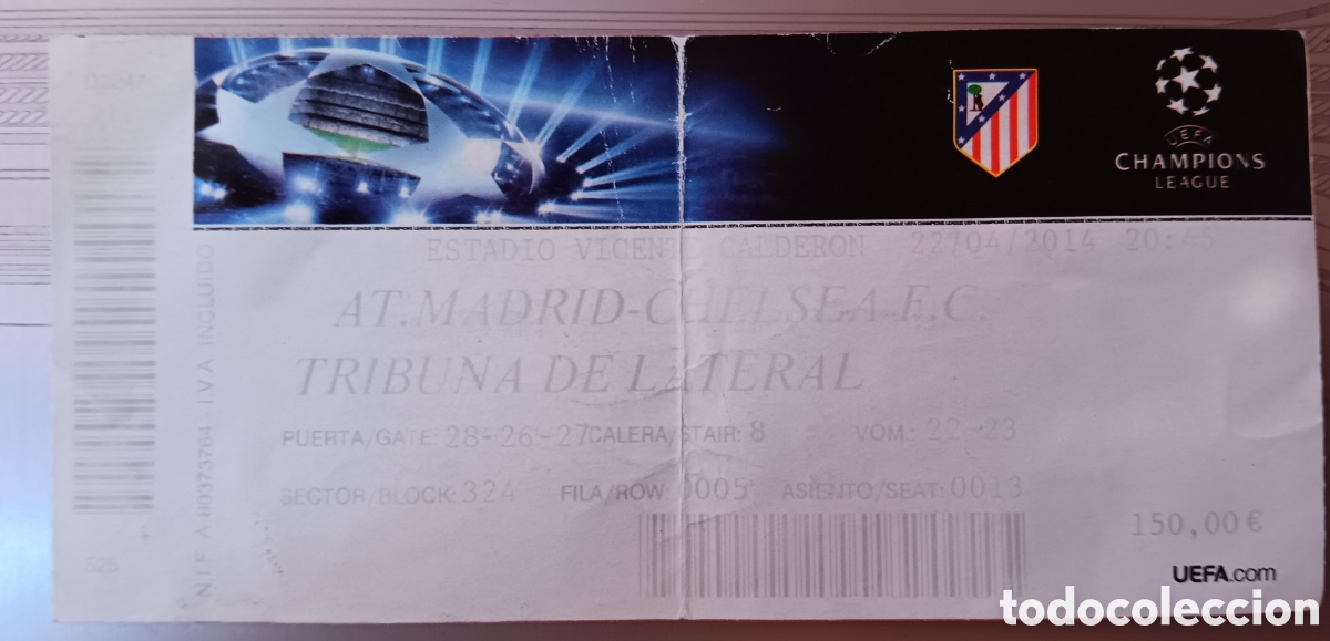 Coleccionismo deportivo: ENTRADA ESTADIO VICENTE CALDERON CHAMPIONS