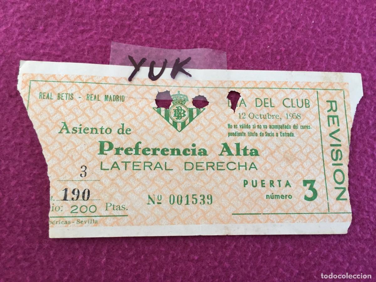 Coleccionismo deportivo: Entrada de Futbol.Estadio Benito Villamarin.Betis-Real Madrid.12 Octubre 1958.Publicidad Pepsi Cola