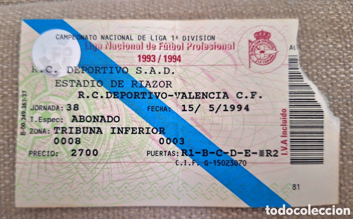 Coleccionismo deportivo: Entrada dificil famoso deportivo Valencia 1993 1994 penalti Djukic