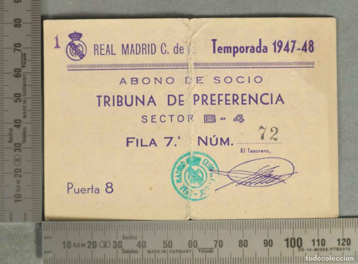 Coleccionismo deportivo: ABONO. 13 PARTIDOS. TRIBUNA DE PREFERENCIA. TEMPORADA 1947-48