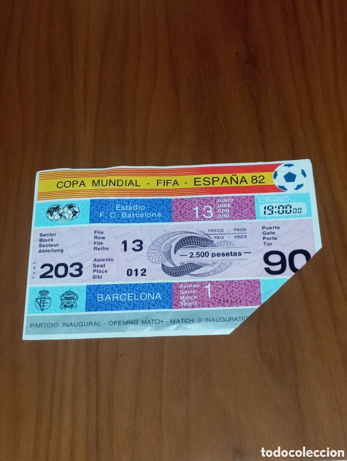 Coleccionismo deportivo: Ticket Entrada 1982 FIFA World Cup Spain. Maradona Debut. Argentina v B&eacute;lgica Match #1