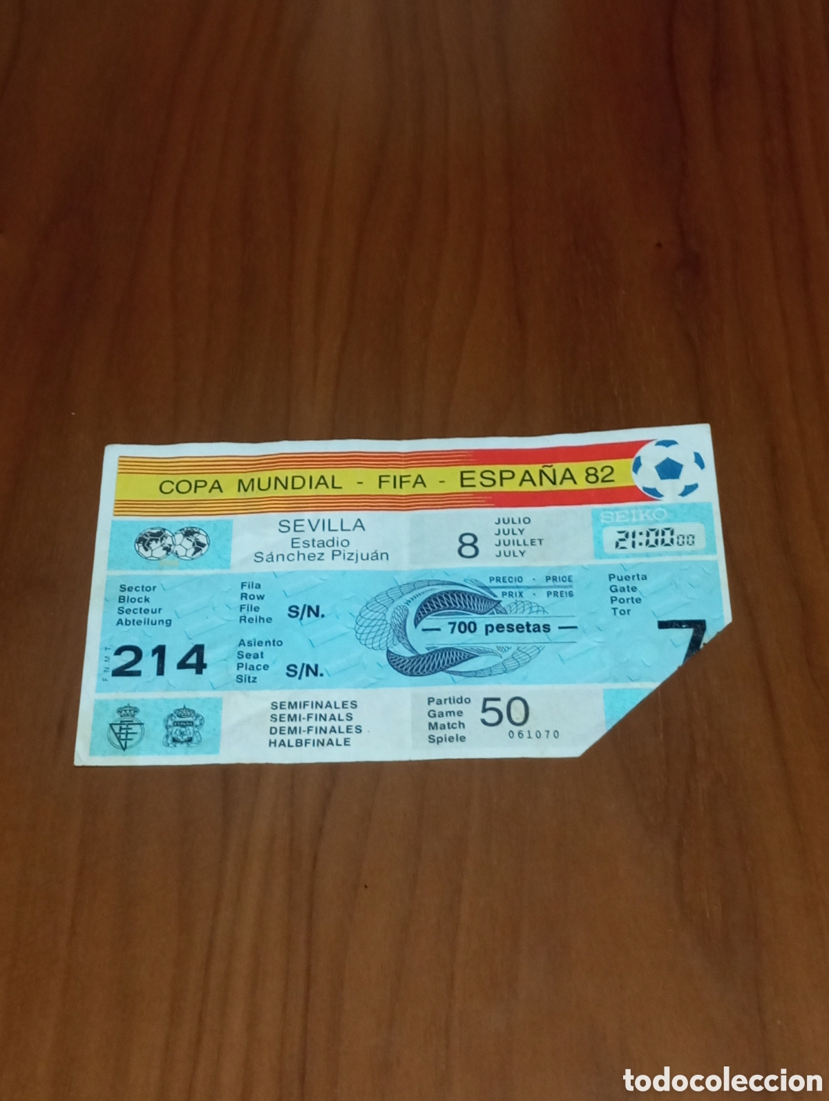 Coleccionismo deportivo: ENTRADA SEMIFINAL MUNDIAL ESPA&Ntilde;A 1982 FRANCIA 1 ALEMANIA 3