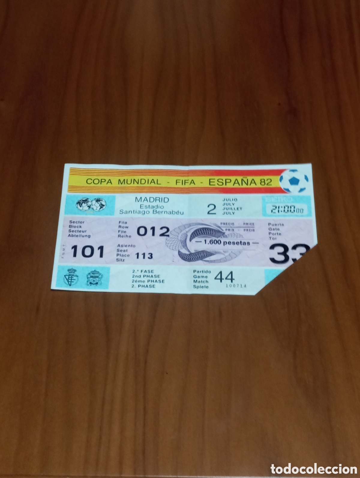 Coleccionismo deportivo: ENTRADA MUNDIAL ESPA&Ntilde;A 1982 ALEMANIA ESPA&Ntilde;A