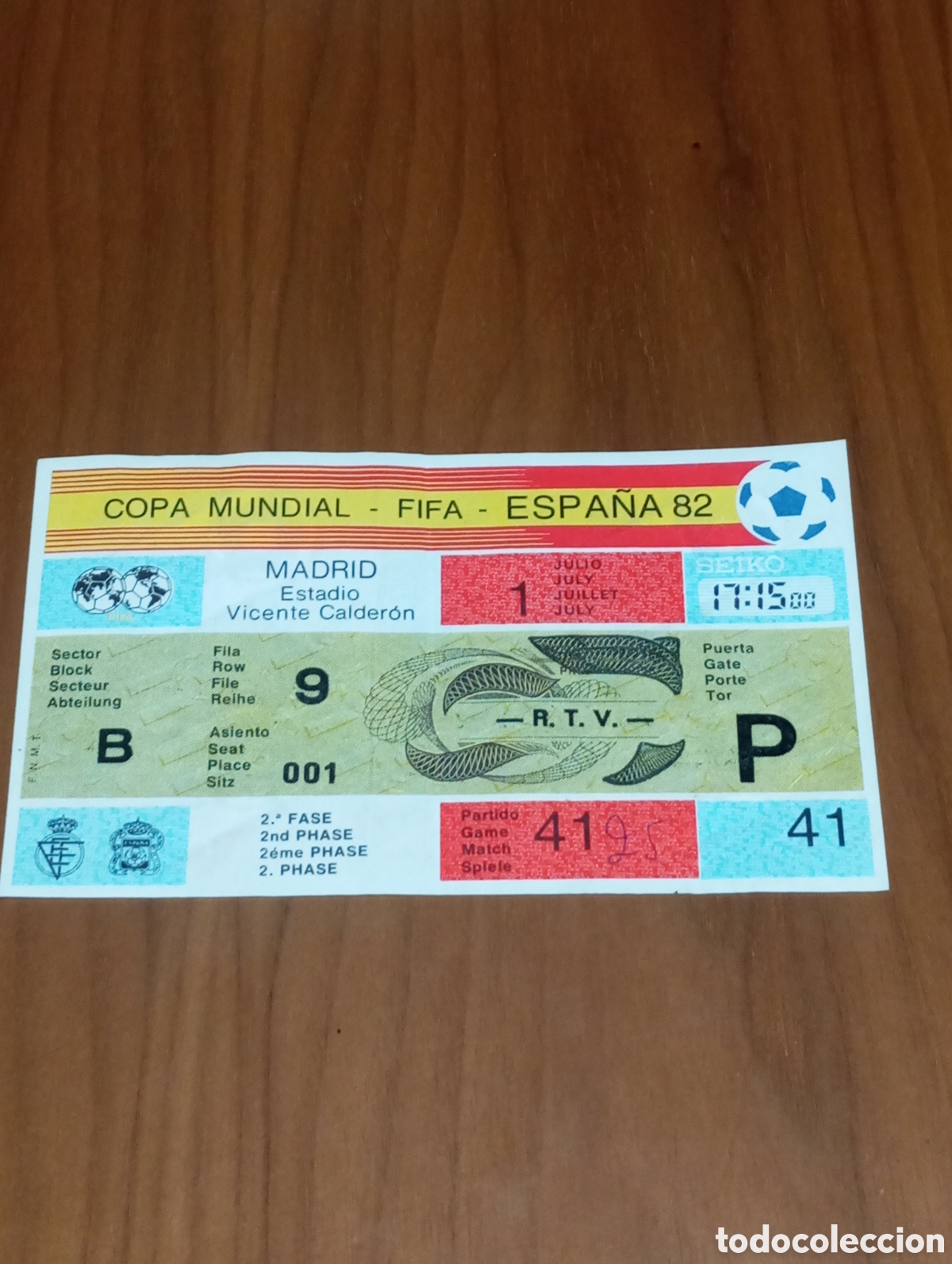 Coleccionismo deportivo: ENTRADA ENTERA SIN CORTAR MUNDIAL ESPA&Ntilde;A 1982 AUSTRIA IRLANDA