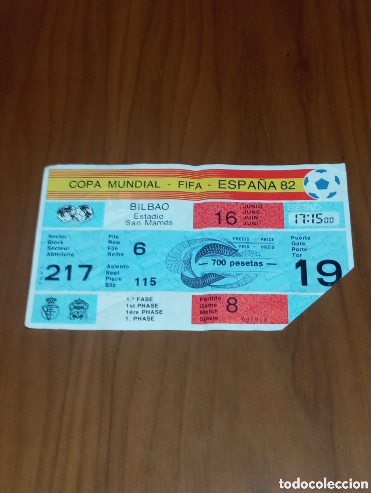 Colecionismo desportivo: ENTRADA MUNDIAL FUTBOL ESPA&Ntilde;A 1982 FRANCIA INGLATERRA