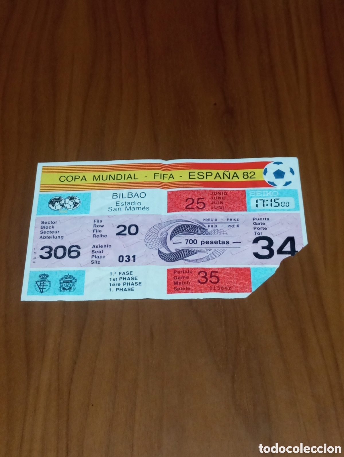 Collezionismo sportivo: ENTRADA MUNDIAL FUTBOL ESPA&Ntilde;A 1982 INGLATERRA KUWAIT