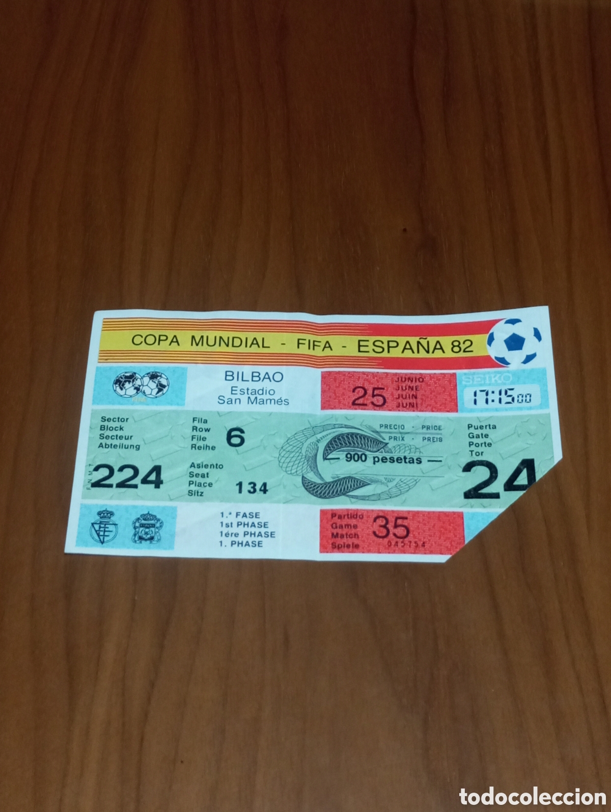 Collezionismo sportivo: ENTRADA MUNDIAL FUTBOL ESPA&Ntilde;A 1982 INGLATERRA KUWAIT