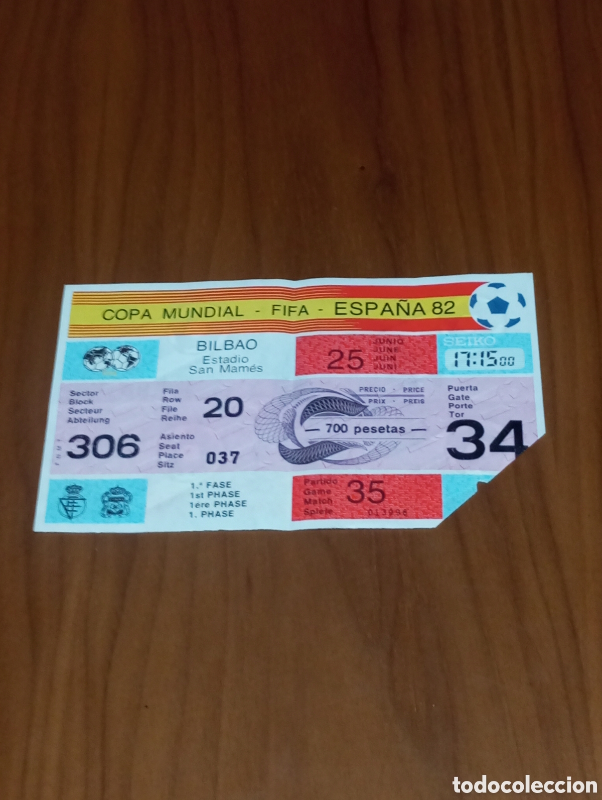 Coleccionismo deportivo: ENTRADA MUNDIAL FUTBOL ESPA&Ntilde;A 1982 INGLATERRA KUWAIT