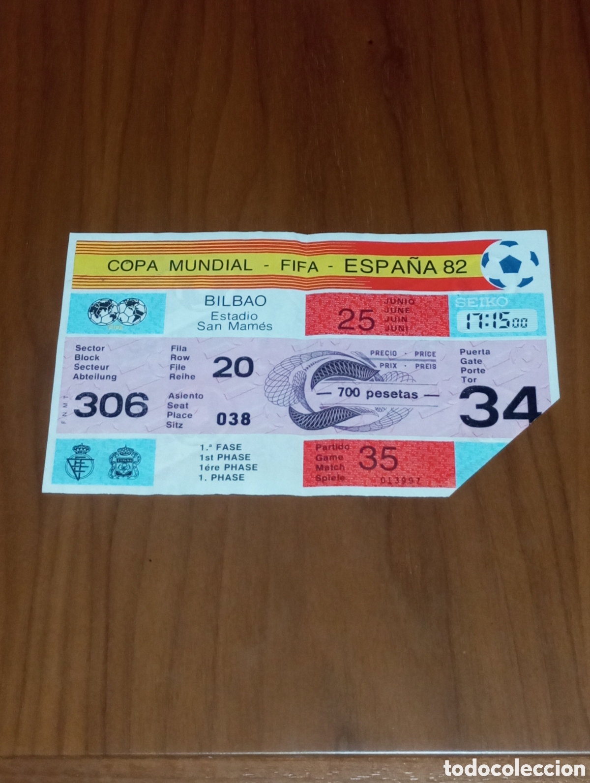 Coleccionismo deportivo: ENTRADA MUNDIAL FUTBOL ESPA&Ntilde;A 1982 INGLATERRA KUWAIT