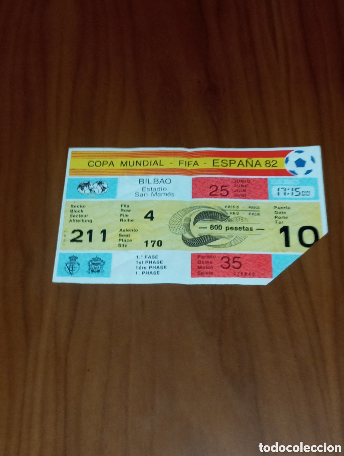 Coleccionismo deportivo: ENTRADA MUNDIAL FUTBOL ESPA&Ntilde;A 1982 INGLATERRA KUWAIT