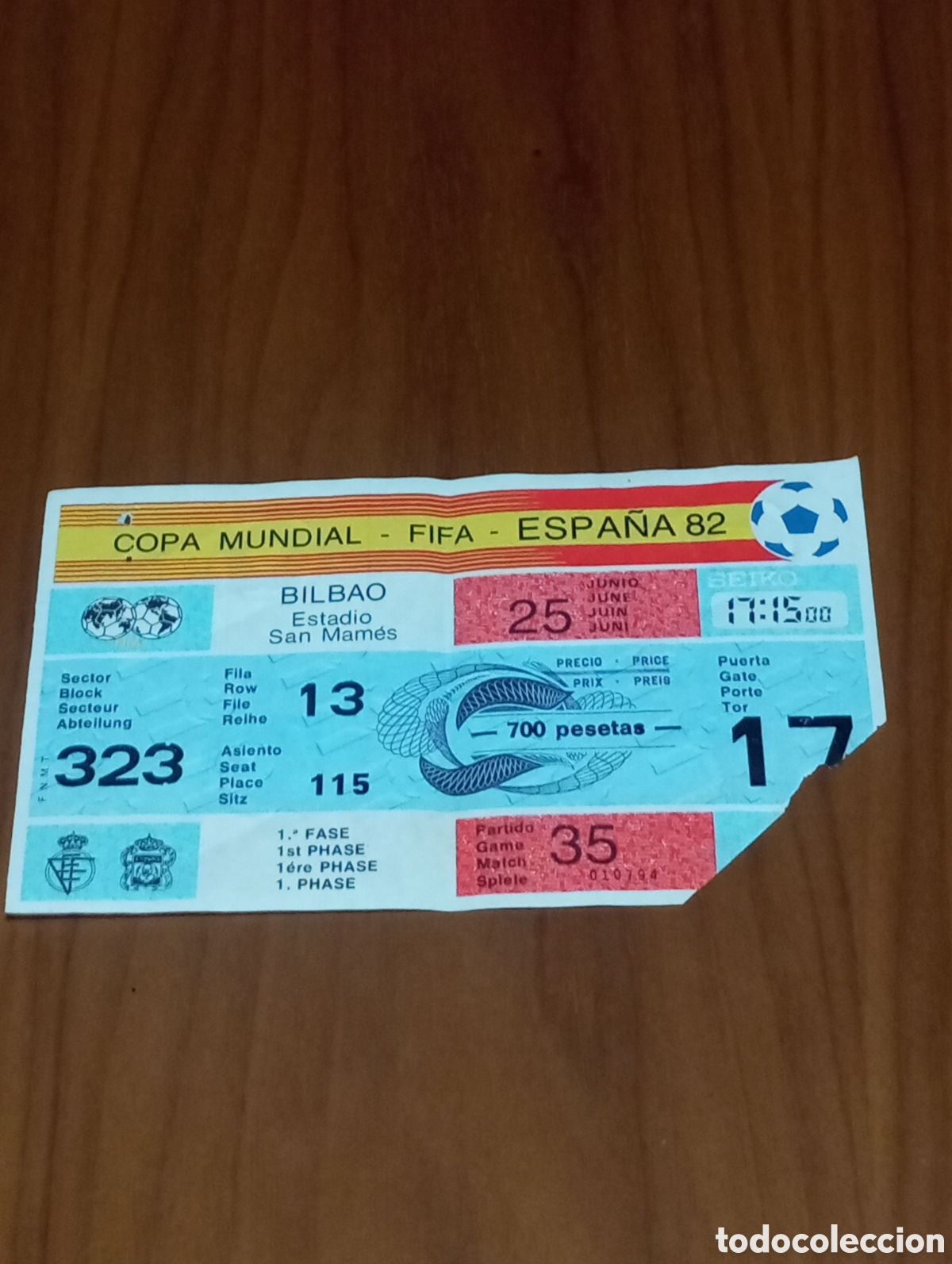 Coleccionismo deportivo: ENTRADA MUNDIAL FUTBOL ESPA&Ntilde;A 1982 INGLATERRA KUWAIT