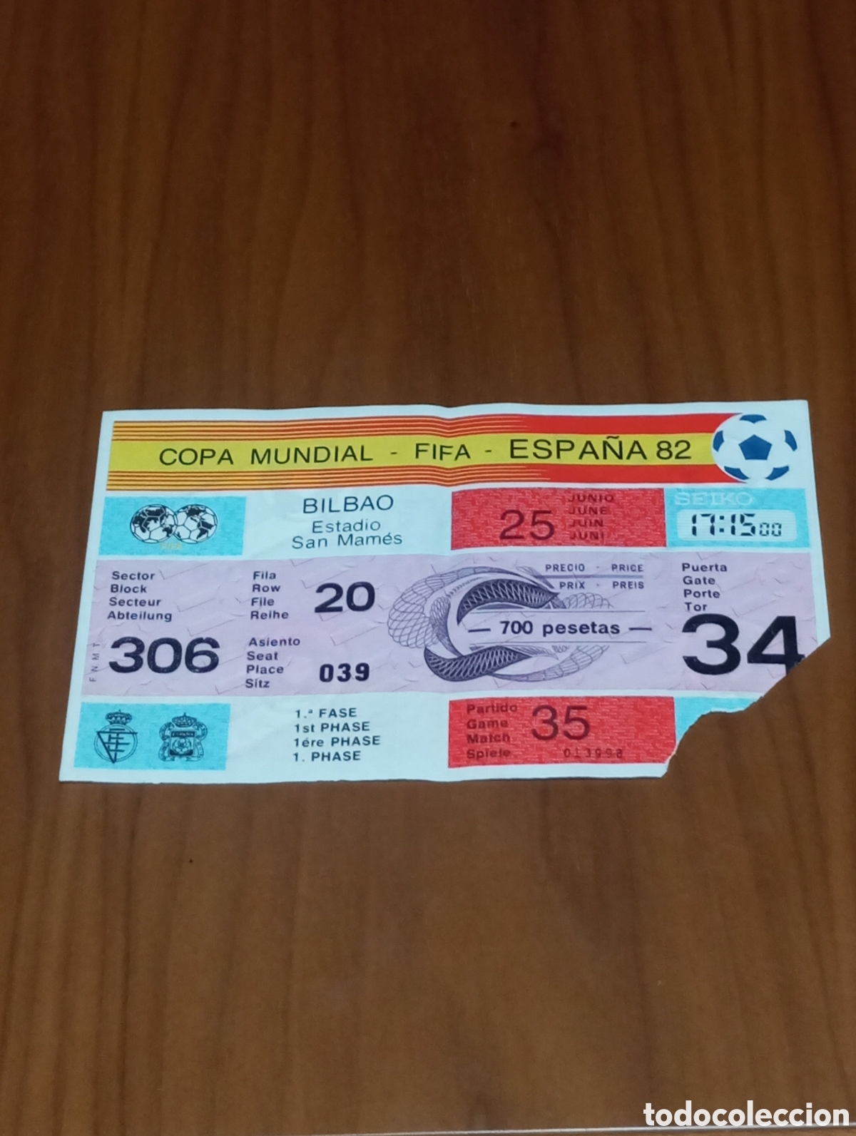 Coleccionismo deportivo: ENTRADA MUNDIAL FUTBOL ESPA&Ntilde;A 1982 INGLATERRA KUWAIT