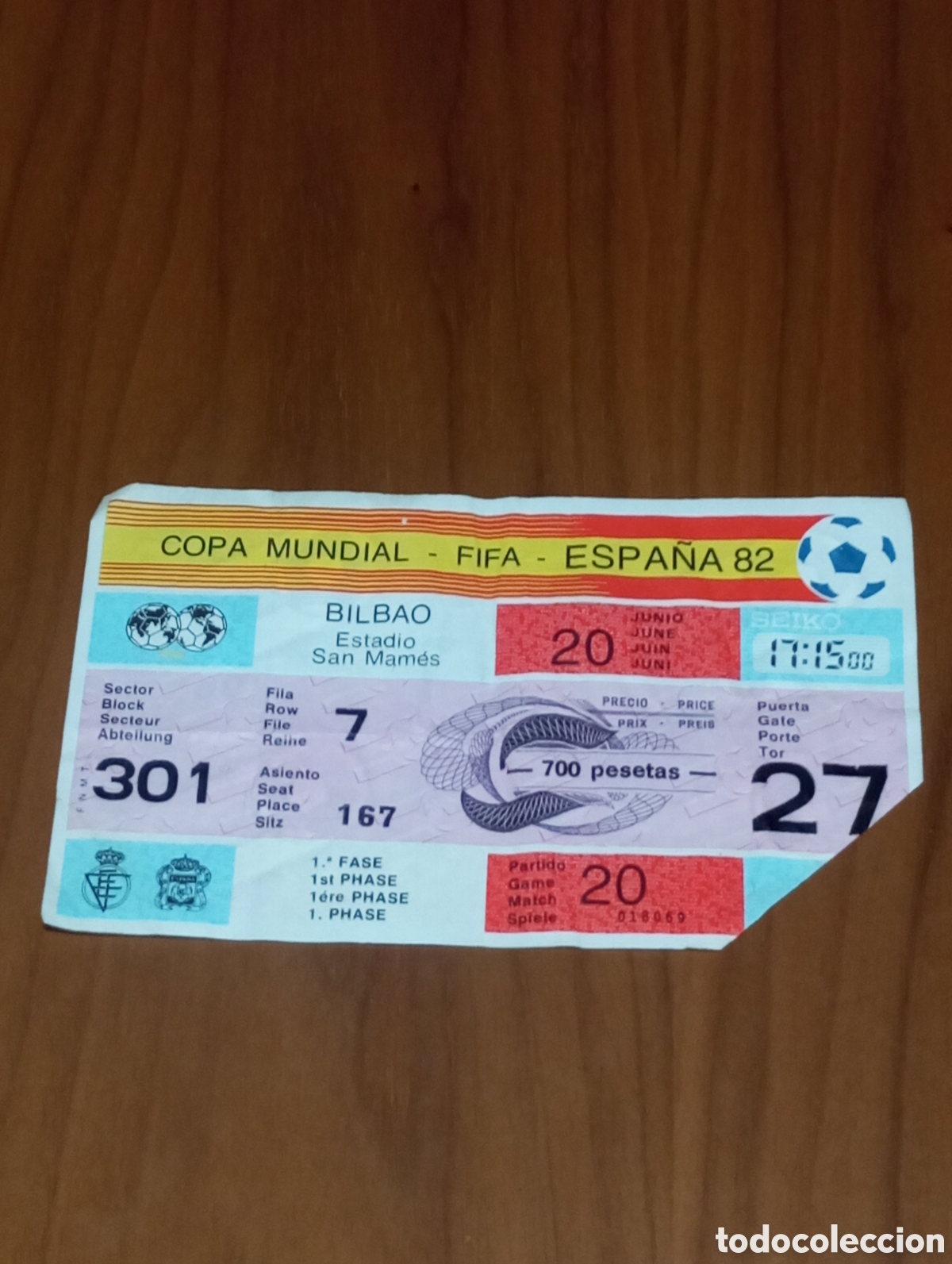 Coleccionismo deportivo: ENTRADA MUNDIAL FUTBOL ESPA&Ntilde;A 1982 INGLATERRA CHECOSLOVAQUIA