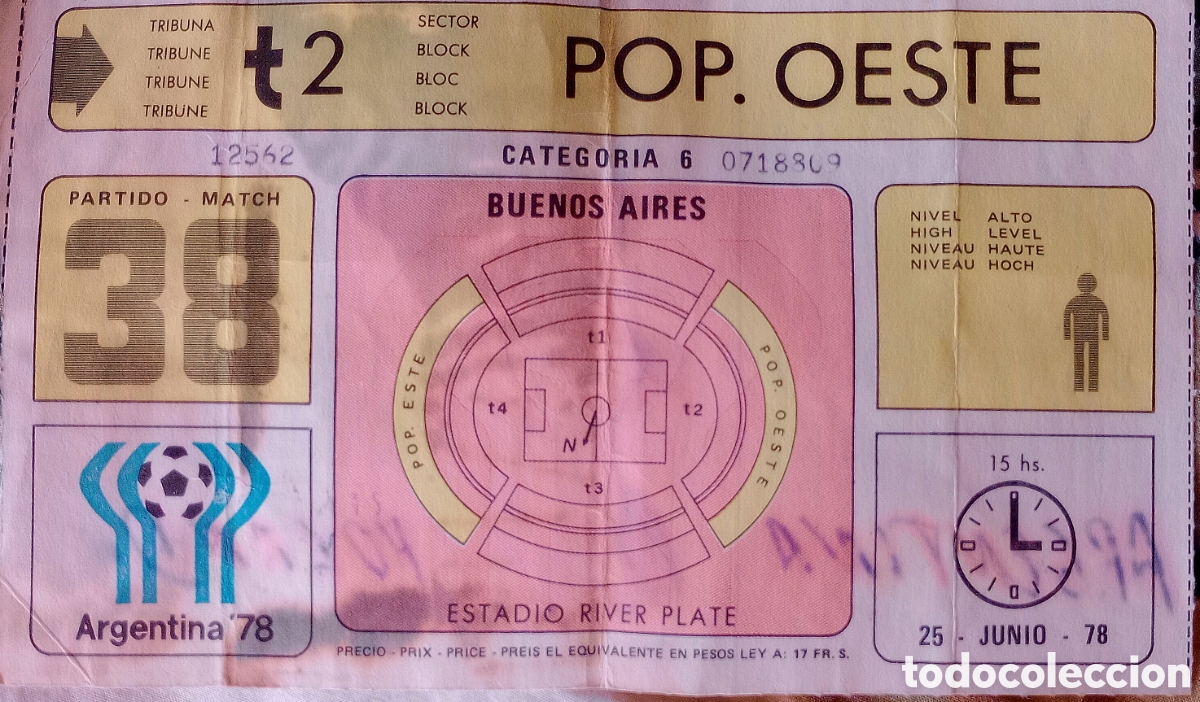 Coleccionismo deportivo: Entrada original final mundial Argentina 78