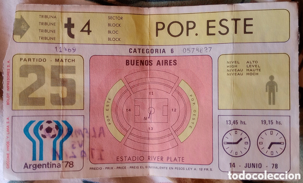 Coleccionismo deportivo: Entrada original mundial de futbol Argentina 78