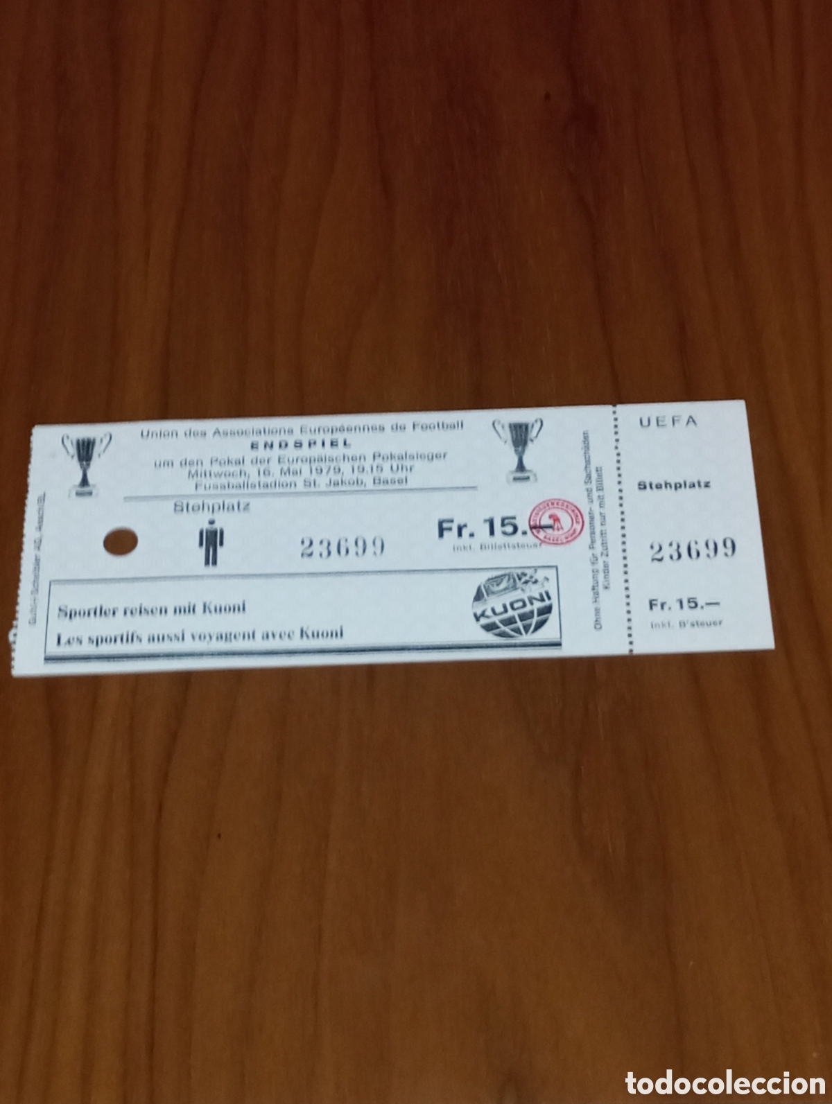 Coleccionismo deportivo: Ticket sin usar Final Recopa de Europa 1979 FC Barcelona v Fortuna D&uuml;sseldorf