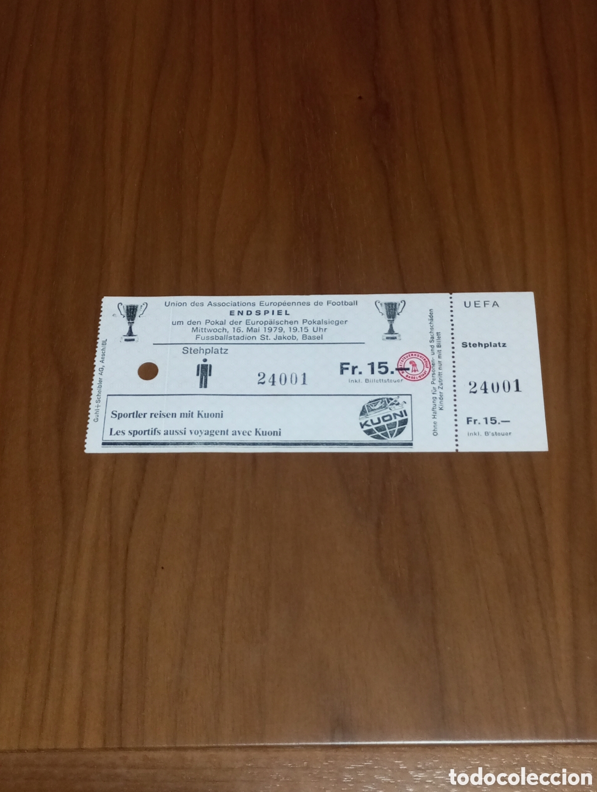 Coleccionismo deportivo: Ticket sin usar Final Recopa de Europa 1979 FC Barcelona v Fortuna D&uuml;sseldorf