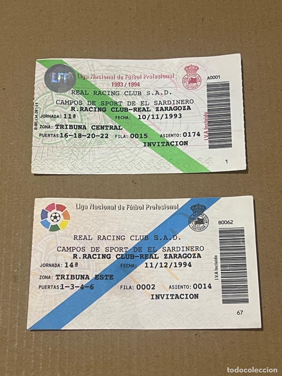 Coleccionismo deportivo: 2 entradas futbol RACING SANTANDER REAL ZARAGOZA 1993 y 1994